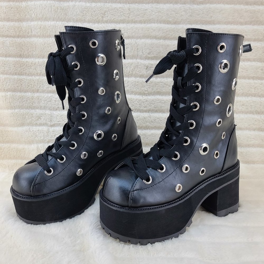 Demonia Ranger Platform Lace-Up Front Ankle Boot - Picture 5 of 10
